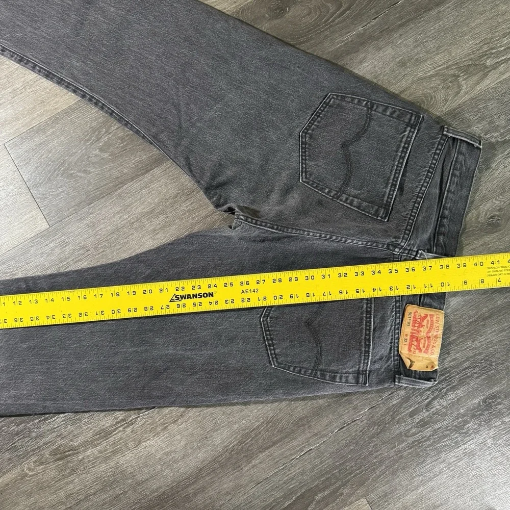 Vintage Black Levi 501 Button Fly Jeans Size 32x28 Faded Distressed
